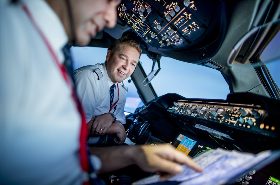 Norwegian pilots in cockpit